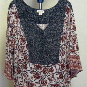 AMAZING Boho Dress -Navy Cream & Burgundy Sz 3X